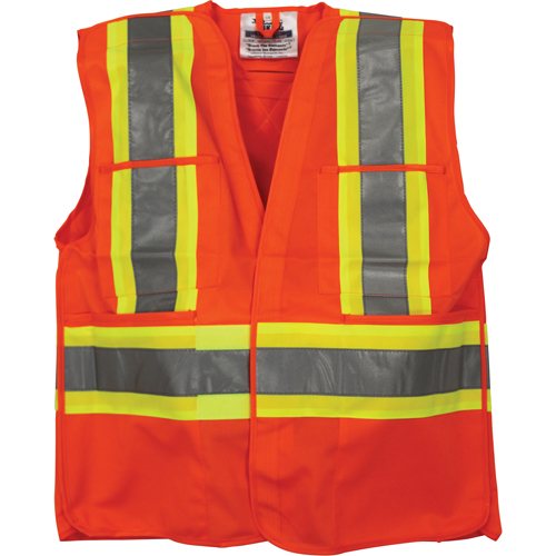Traffic Safety Vest, High Visibility Orange, Medium/Small, Polyester WestPier