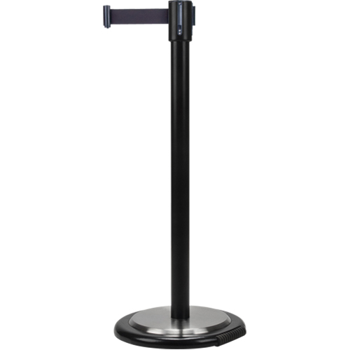 Free-Standing Crowd Control Barrier, Steel, 35" H, Black Tape, 12' Tape Length WestPier