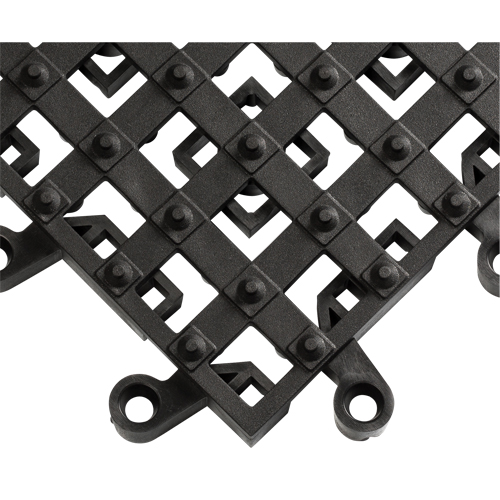 ErgoDeck&reg; Matting With Integrated No-Slip Cleats No. 553, PVC, 1-1/2' W x 1-1/2' L, 7/8" Thick, Black WestPier