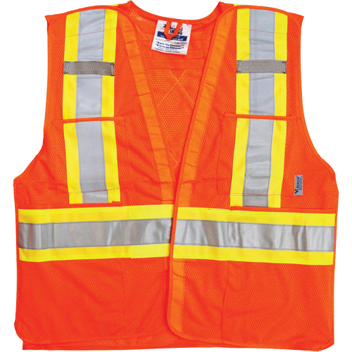 Traffic Safety Vest, High Visibility Orange, Large/X-Large, Polyester WestPier