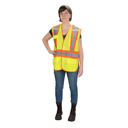 CSA Compliant High Visibility Surveyor Vest, High Visibility Lime-Yellow, Medium, Polyester WestPier