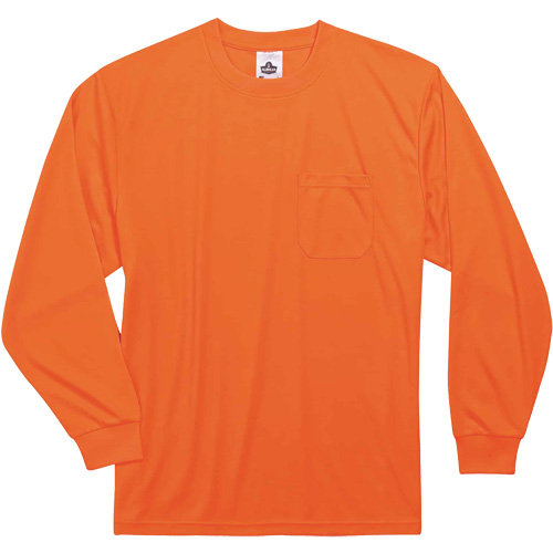 GloWear 8091 Non-Certified Long Sleeve T-Shirt, Polyester, Small, High Visibility Orange WestPier