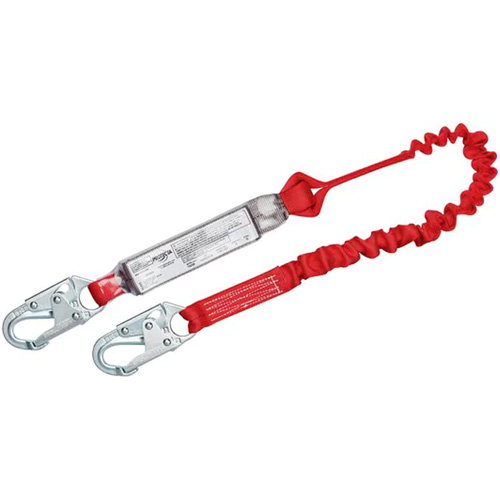 PRO Elastic Shock-Absorbing Lanyard, 6', Snap Hook Center, Snap Hook Leg Ends, Polyester WestPier