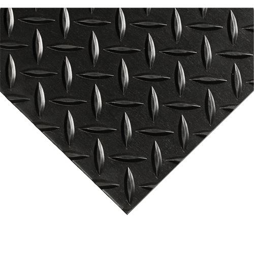 Diamond-Plate Switchboard Matting No.701, 3' W x 5' L, 1/4" Thickness, Black, PVC WestPier