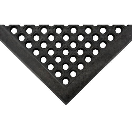 Tapis antifatigue, &agrave; fentes, 3' x 5' x 7/8", Noir, Caoutchouc naturel WestPier