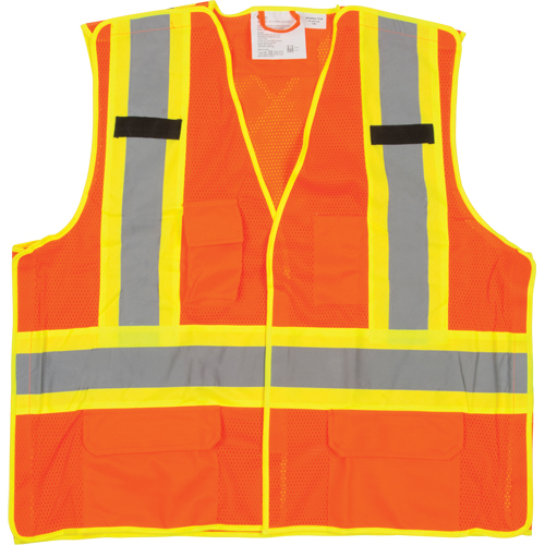 5-Point Tear-Away Premium Safety Vest , High Visibility Orange, Large/X-Large, Polyester WestPier