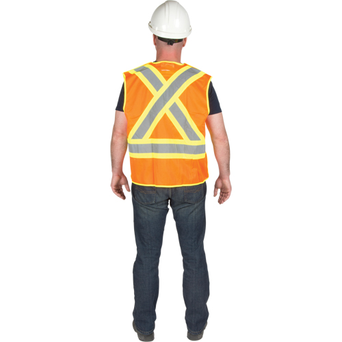 5-Point Tear-Away Premium Safety Vest , High Visibility Orange, Large/X-Large, Polyester WestPier