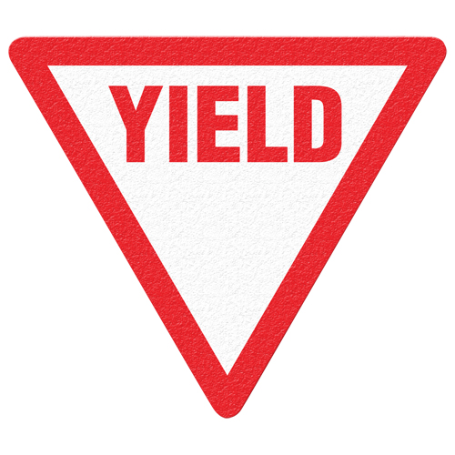 Panneau de signalisation au sol  Yield , Adh&eacute;sif, Anglais avec pictogramme WestPier