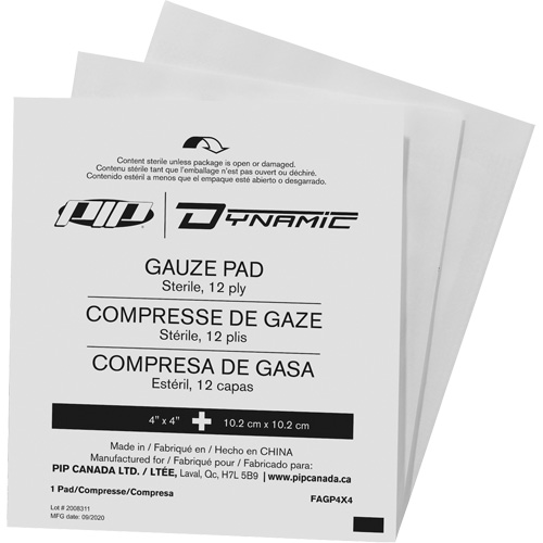 Gaze Dynamic, Tampon, 4" lo x 4" la, St&eacute;rile, Dispositif m&eacute;dical Classe 1 WestPier
