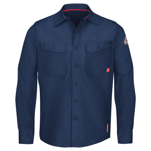 IQ Endurance&reg; Men's Work Shirts, Small, Navy Blue WestPier