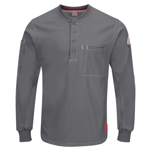 Excel FR&reg; Long Sleeve Henley Shirts, Small, Grey WestPier