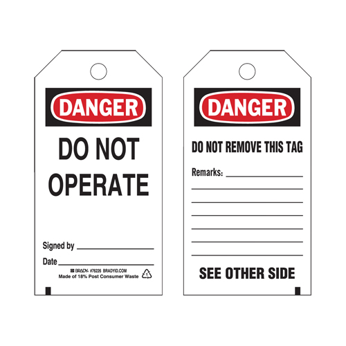 Lockout Tags, Plastic, 3" W x 5-3/4" H, English WestPier