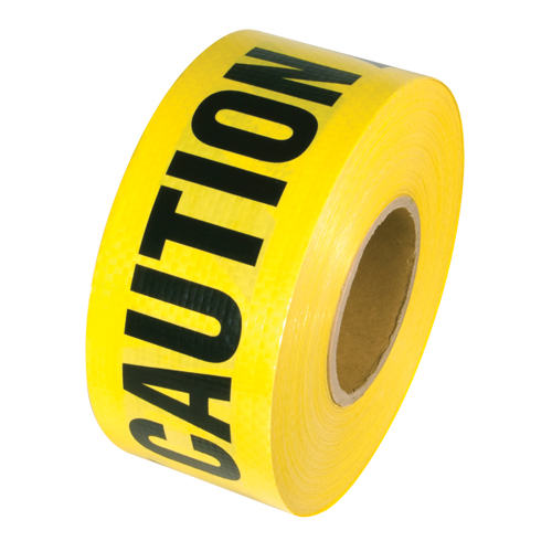 Reinforced Grade Barricade Tape, English, 3" W x 500' L, 5 mils, Black on Yellow WestPier
