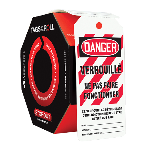 Tags By-The-Roll Lockout Tags, Plastic, 3" W x 6-1/4" H, French WestPier