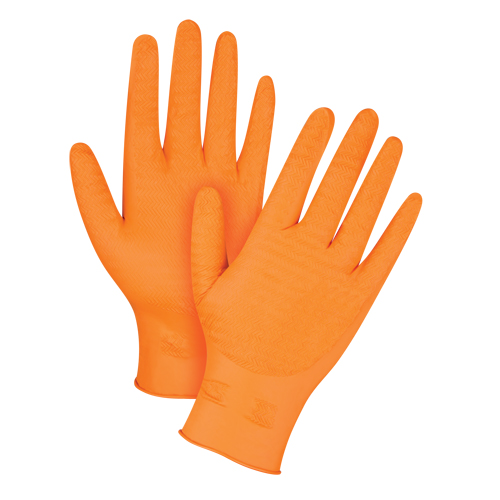 Heavyweight Gripper Gloves, 2X-Large, Nitrile, 7-mil, Powder-Free, Orange WestPier