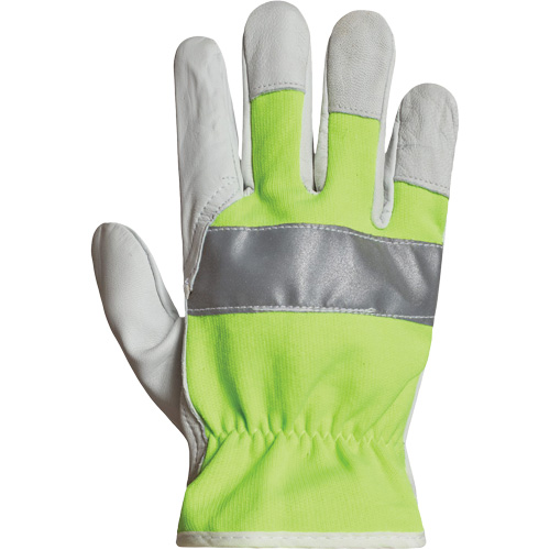 Gants de conducteur haute visibilit&eacute; avec bandes r&eacute;fl&eacute;chissantes Endura, 3T-Grand, Paume en Cuir fleur de ch&egrave;vre WestPier