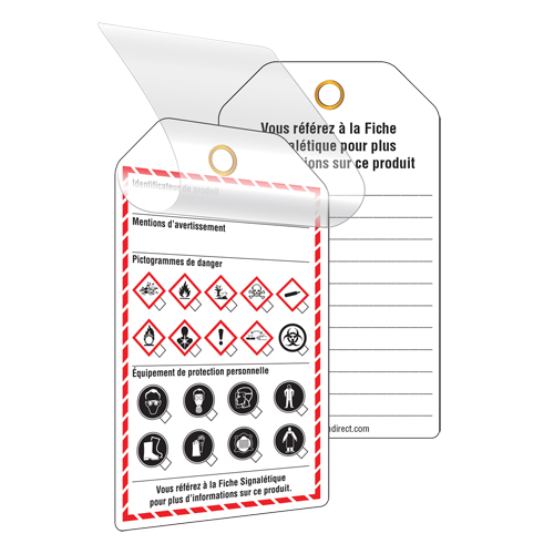 &eacute;tiquettes auto-plastifiantes pour le milieu de travail, Papier cartonn&eacute;, 3-3/8" la x 5-3/4" h, Français WestPier
