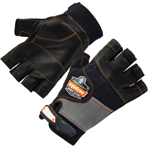 Gants demi-doigts en cuir r&eacute;duisant les impacts ProFlex 901, Petit, Paume en Cuir fleur, Poignet Boucle et crochet WestPier