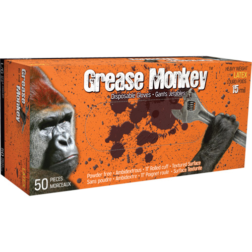 Grease Monkey&reg; Gloves, Medium, Latex, 15-mil, Powder-Free, Blue WestPier