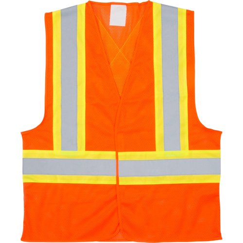 Traffic Safety Vest, High Visibility Orange, X-Large, Polyester WestPier