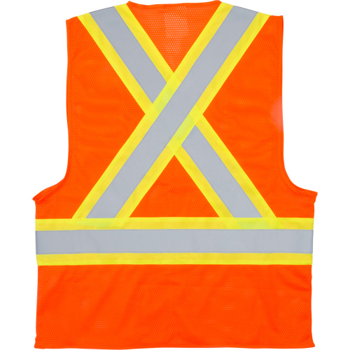 Traffic Safety Vest, High Visibility Orange, X-Large, Polyester WestPier
