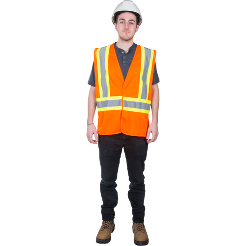 Traffic Safety Vest, High Visibility Orange, X-Large, Polyester WestPier
