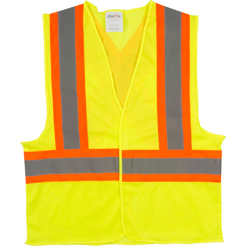 Traffic Safety Vest, High Visibility Lime-Yellow, X-Large, Polyester WestPier
