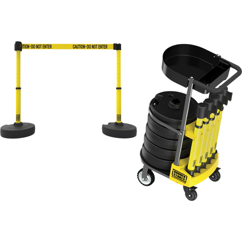 Chariot de transport avec plateau pour barri&egrave;re PLUS, 75' lo, M&eacute;tal, Jaune WestPier
