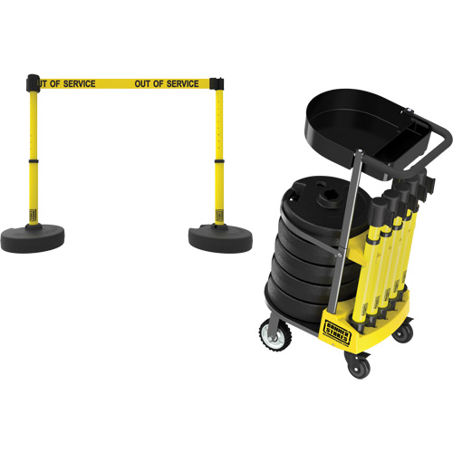 Chariot de transport avec plateau pour barri&egrave;re PLUS, 75' lo, M&eacute;tal, Jaune WestPier