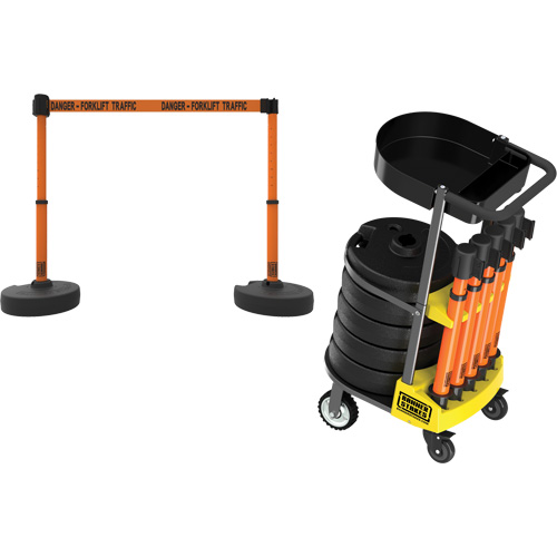 Chariot de transport avec plateau pour barri&egrave;re PLUS, 75' lo, M&eacute;tal, Orange WestPier