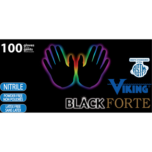34605 Forte Disposable Gloves, Small, Nitrile, 6-mil, Powder-Free, Black WestPier