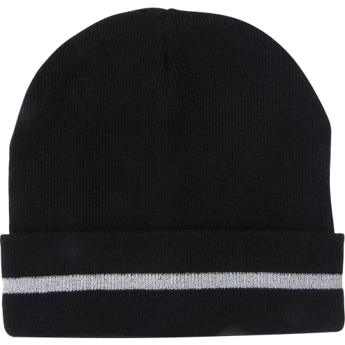 Knit Hat with Silver Reflective Stripe, One Size, Black WestPier