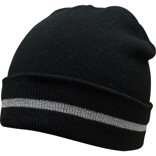 Knit Hat with Silver Reflective Stripe, One Size, Black WestPier