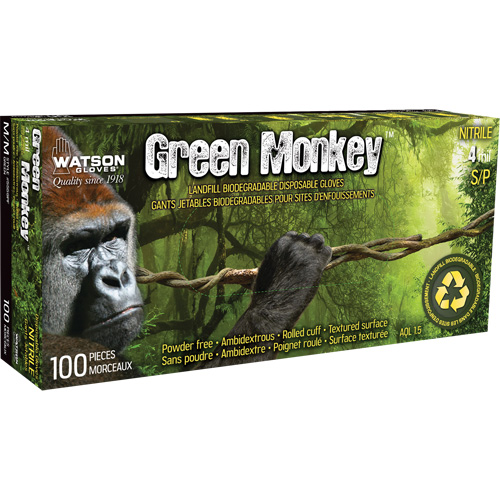 5559PF Green Monkey Gloves, Small, Nitrile, 4-mil, Powder-Free, Green WestPier