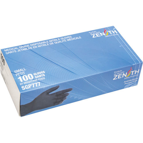 Puncture-Resistant Medical-Grade Disposable Gloves, Small, Nitrile, 5-mil, Powder-Free, Black, Class 2 WestPier