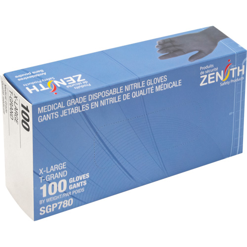 Gants jetables de calibre m&eacute;dical r&eacute;sistants &agrave; la perforation, T-Grand, Nitrile, 5 mils, Sans poudre, Noir, Classe 2 WestPier