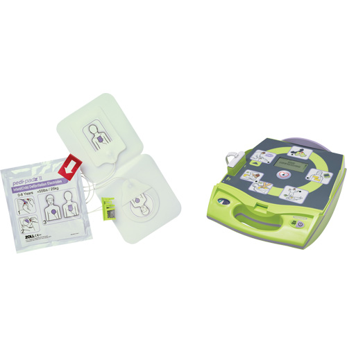 D&eacute;fibrillateur enti&egrave;rement automatis&eacute; AED Plus en anglais avec &eacute;lectrodes Pedi-Padz II suppl&eacute;mentaires, Automatique, Anglais, Classe 4 WestPier