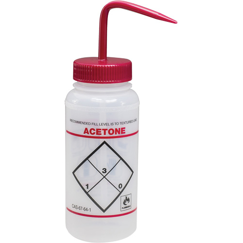 "Acetone" Safety-Labeled Wide-Mouth Wash Bottle, 16 oz. WestPier