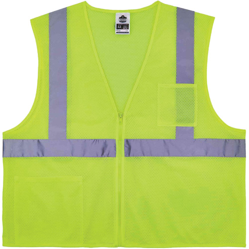 GloWear 8256Z Self-Extinguishing Safety Vest, High Visibility Lime-Yellow, Medium/Small, Polyester WestPier