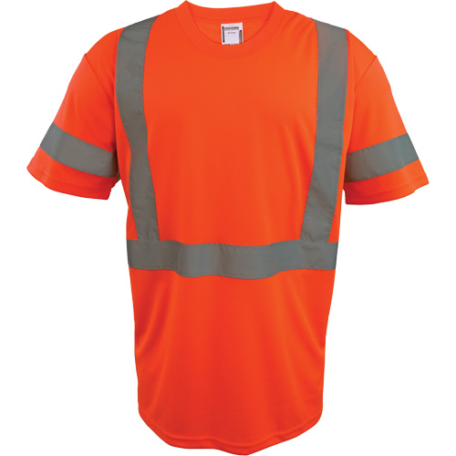 Short Sleeve Safety T-Shirt, Polyester, 2X-Large, High Visibility Orange WestPier