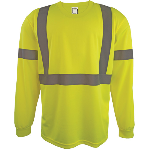 Long Sleeve Safety Shirt, Polyester, 2X-Large, High Visibility Lime-Yellow WestPier