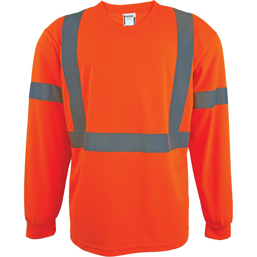 Long Sleeve Safety Shirt, Polyester, 2X-Large, High Visibility Orange WestPier