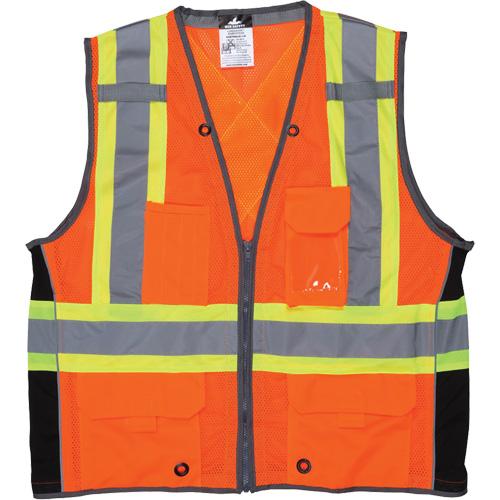 Surveyor Safety Vest, High Visibility Orange, Large, Polyester WestPier