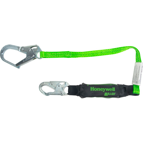 Miller&reg; HP Shock-Absorbing Lanyard, 4', Locking Rebar Hook Center, Locking Snap Hook Leg Ends, Polyester WestPier