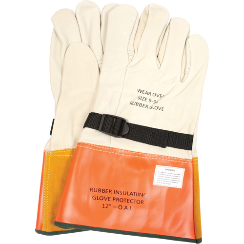 Leather Protector Gloves with Strap, Size 8, 12" L WestPier
