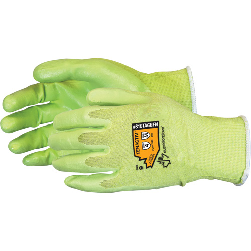 Composite Filament Fiber Cut-Resistant Hi-Viz Glove, Size 5, 18 Gauge, Foam Nitrile Coated, TenActiv Shell, ANSI/ISEA 105 Level 4 WestPier