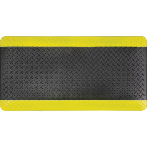 Tapis antifatigue, Losange, 1-2/3' x 3-1/4' x 3/4", Noir/Jaune, Polyur&eacute;thane WestPier