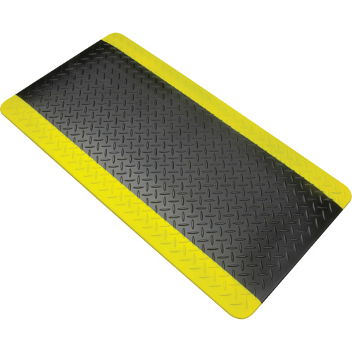 Tapis antifatigue, Losange, 1-2/3' x 3-1/4' x 3/4", Noir/Jaune, Polyur&eacute;thane WestPier