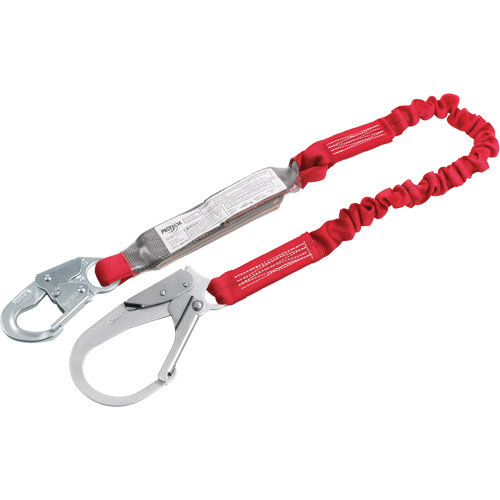 Pro Elastic Shock-Absorbing Lanyard, 6', Rebar Hook Center, Snap Hook Leg Ends, Polyester WestPier