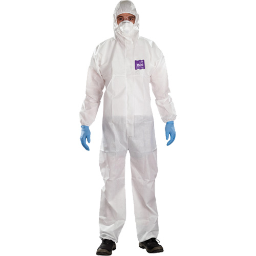 AlphaTec Microchem&reg; 3-Piece Chemical Resistant Coveralls with Hood, 2X-Large, White WestPier
